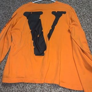 off-white x vlone orange long sleeve shirt